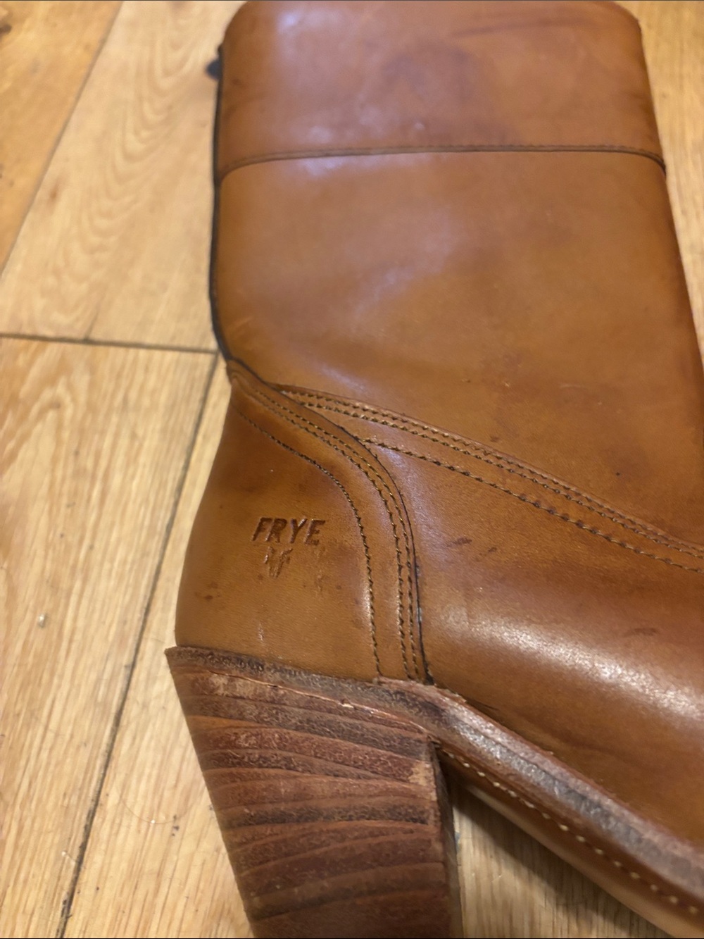 Frye 70s Vintage Tan Leather Mid-Calf Western Boots - Picture 6 of 12
